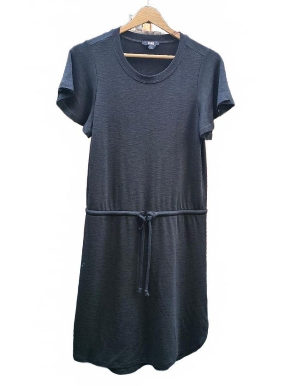 PAIGE Black Brielle T Shirt Dress Drawstring Athletic Loungewear Knit Size S M
